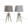 Lampe de bureau DKD Home Decor Volet Gris Marron Lin 250 V 60 W Pin (30 x 30 x 57.5 cm) (2 pcs)