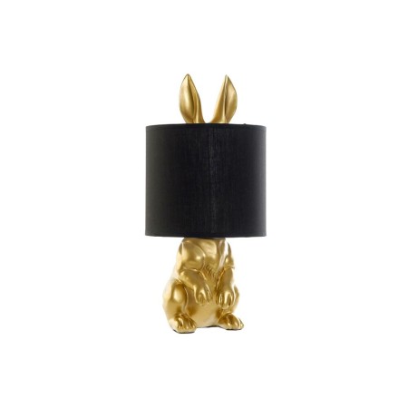 Lampe de bureau DKD Home Decor Noir Coton Résine 220 V Doré 40 W Lapin (20 x 20 x 43 cm)