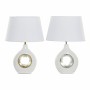 Lampe de bureau DKD Home Decor Blanc Argent Polyester Porcelaine 220 V Doré 50 W (2 pcs) (31 x 21 x 45 cm)