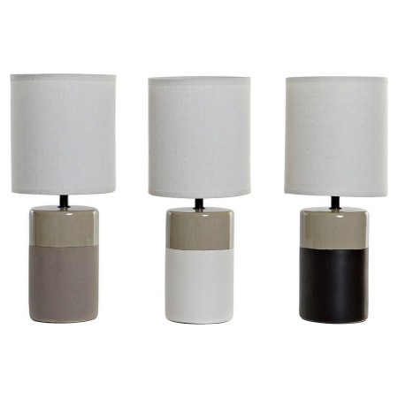 Lampe de bureau DKD Home Decor Porcelaine Noir Gris Beige Polyester 220 V 50 W (3 pcs) (18 x 18 x 43 cm)