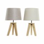 Lampe de bureau DKD Home Decor Bois Polyester Blanc Crème Marron Clair 220 V 60 W (2 pcs) (25 x 25 x 42 cm)