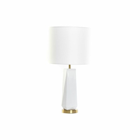 Lampe de bureau DKD Home Decor Blanc Polyester Métal Céramique 220 V Doré 50 W (33 x 33 x 67 cm)