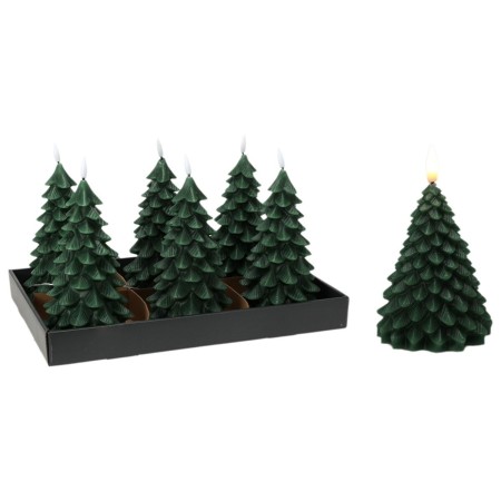 Vela LED Lifetime Verde oscuro Árbol de Navidad 19 cm Efecto llama