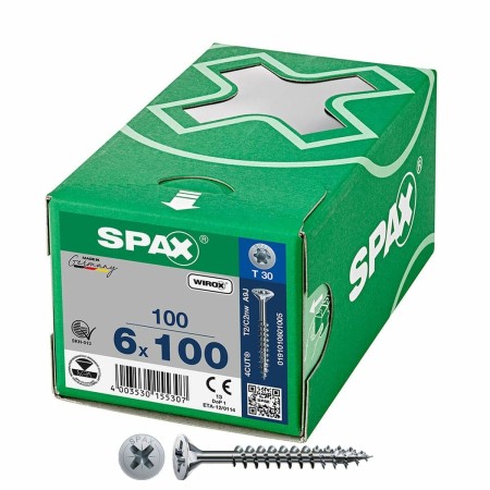 Caja de tornillos SPAX Wirox T30 Cabeza plana 6 x 100 mm 100 Unidades