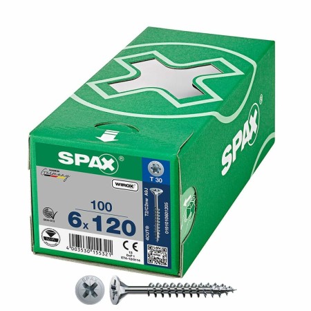 Caja de tornillos SPAX Wirox T30 Cabeza plana 6 x 120 mm 100 Unidades