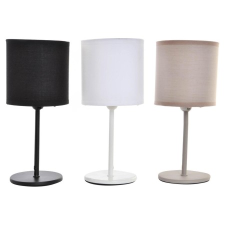 Lampe de bureau DKD Home Decor Noir Beige Métal Tissu Polyester Blanc 220 V 40 W (12 x 25 x 25 cm) (3 pcs)