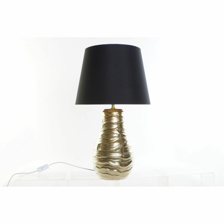 Lampe de bureau DKD Home Decor Noir Lin Cire Doré (38 x 38 x 65 cm)