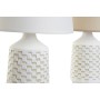 Lampe de bureau DKD Home Decor 25W Beige Blanc 220 V (25 x 25 x 39 cm) (2 Unités)