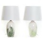 Lampe de bureau DKD Home Decor Céramique Volets Polyester Blanc Vert (28 x 28 x 45 cm) (2 pcs)