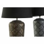 Lampe de bureau DKD Home Decor Céramique Noir Gris Polyester (2 pcs) (28 x 28 x 46 cm)