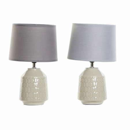 Lampe de bureau DKD Home Decor Gris Beige 40W Dolomite (2 pcs) (20 x 20 x 30 cm)