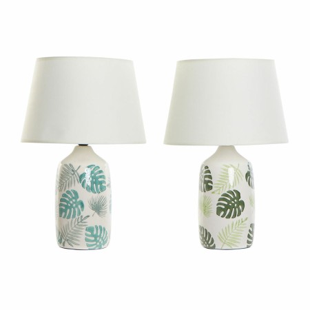 Lampe de bureau DKD Home Decor Céramique Volets Coton 40W (30 x 30 x 49.5 cm) (2 pcs)