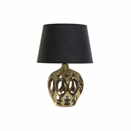 Lampe de bureau DKD Home Decor Céramique Noir Doré Coton (30 x 30 x 44 cm)