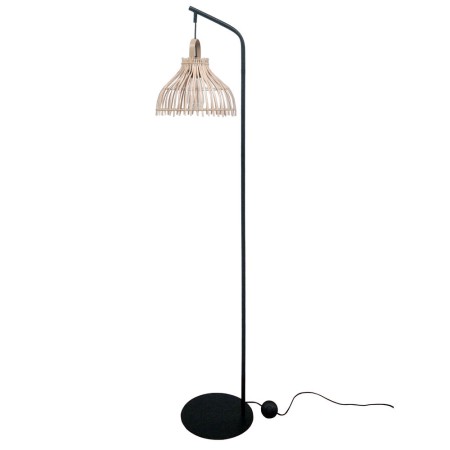 Lampadaire DKD Home Decor Noir Métal Marron Rotin (40 x 40 x 160 cm)