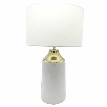 Lampe de bureau DKD Home Decor Doré Polyester Blanc Grès (32 x 32 x 52 cm)