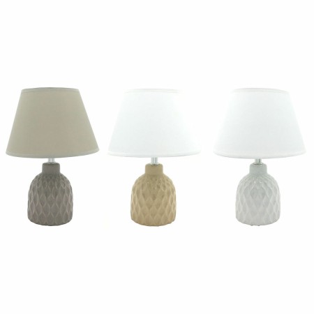 Lampe de bureau DKD Home Decor Polyester Blanc Grès (3 pcs) (20 x 20 x 27 cm)