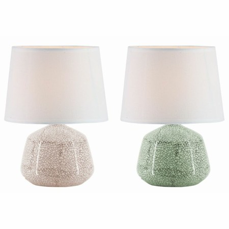 Lampe de bureau DKD Home Decor Céramique Gris Polyester Vert (21 x 21 x 29 cm) (2 pcs)