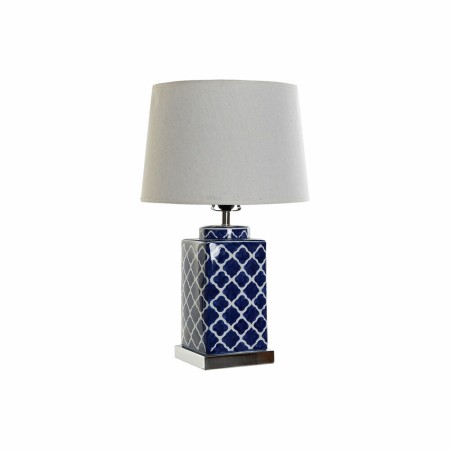 Lampe de bureau DKD Home Decor Mosaïque Porcelaine Bleu Polyester Blanc (35 x 35 x 57 cm)