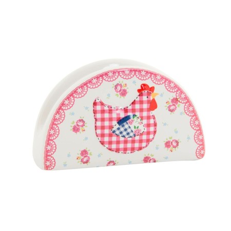 Porte-serviettes DKD Home Decor Poule Rouge Céramique