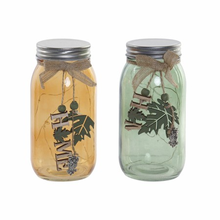 Bouteille LED DKD Home Decor Verre Tropical (2 pcs) (10 x 9 x 18 cm)