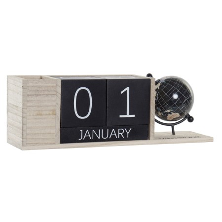 Calendrier de bureau DKD Home Decor Noir Bois de paulownia (35 x 9 x 11,5 cm)