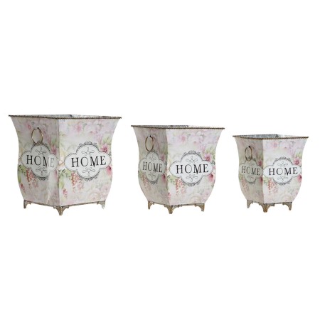 Cache-pot DKD Home Decor Rose Métal (3 pcs)