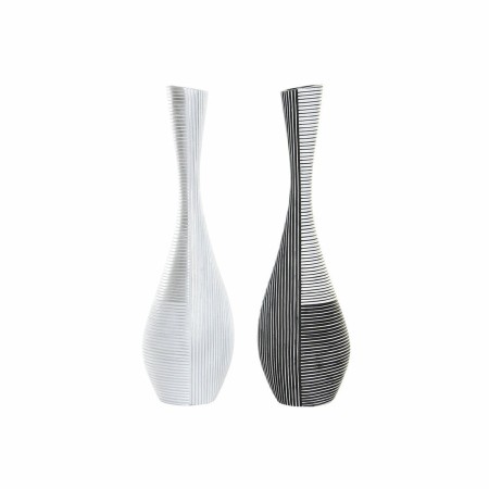 Vase DKD Home Decor Blanc Noir Résine Moderne Gris clair (2 pcs) (17 x 14 x 58.5 cm)