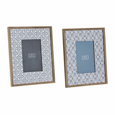 Cadre photo DKD Home Decor 8424001836192 Verre Mosaïque Naturel Bleu Bois MDF méditerranéen (20 x 0,8 x 25 cm) (2 Unités)