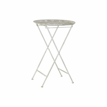 Table d'appoint DKD Home Decor Pliable Blanc Métal Doré (48 x 48 x 71 cm)