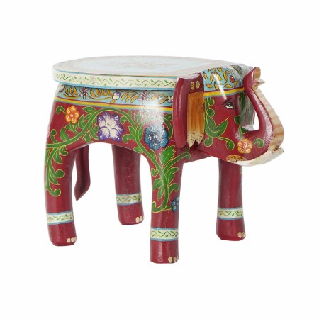 Table d'appoint DKD Home Decor Marron Multicouleur Acrylique Bois de manguier Eléphant (45 x 34 x 34 cm)