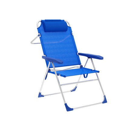 Marbueno Silla Plegable 5 Posiciones Aluminio con Cojin Azul Playa y Piscina 67X66X99 cm 10247