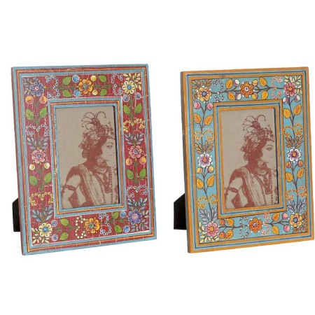 Cadre photo DKD Home Decor Rouge Bleu Indien Bois MDF (2 Unités)