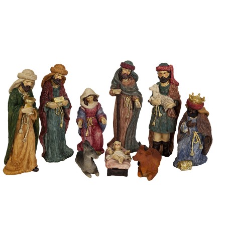 Set de Figuras Romimex Multicolor Resina 9 x 20 x 9 cm Nacimiento/Belén Reyes Magos 9 Piezas