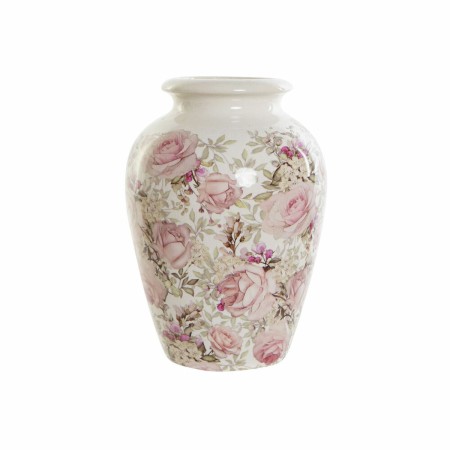 Vase DKD Home Decor Blanc Rose Céramique Shabby Chic (18 x 18 x 25 cm)