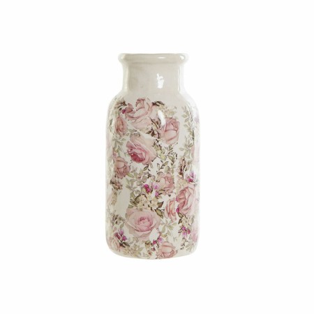 Vase DKD Home Decor Rose Blanc Grès Shabby Chic (15 x 15 x 32 cm)