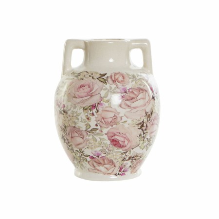 Vase DKD Home Decor Rose Blanc Shabby Chic (17 x 17 x 22.5 cm)