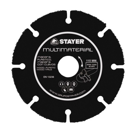 Disque de coupe Stayer Ø115 x 22,2 mm Tous types de matériaux