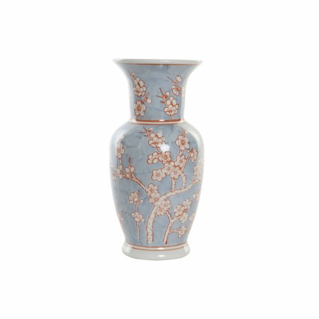 Vase DKD Home Decor Porcelaine Bleu Orange Oriental (24 x 24 x 46 cm)