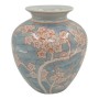 Vase DKD Home Decor Porcelaine Bleu Orange Oriental (22 x 22 x 25 cm)