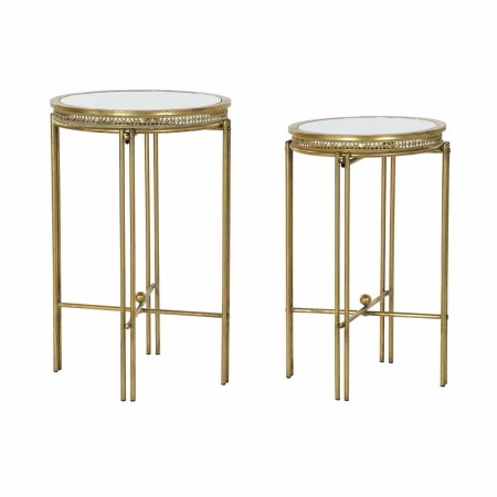 Table d'appoint DKD Home Decor Miroir Métal Cuivré Clair (39 x 39 x 59 cm) (2 pcs)