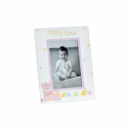 Cadre photo DKD Home Decor S3021813 Verre Rose Blanc Enfant Lama Bois MDF (17 x 1,5 x 22 cm) (10 x 15 cm)