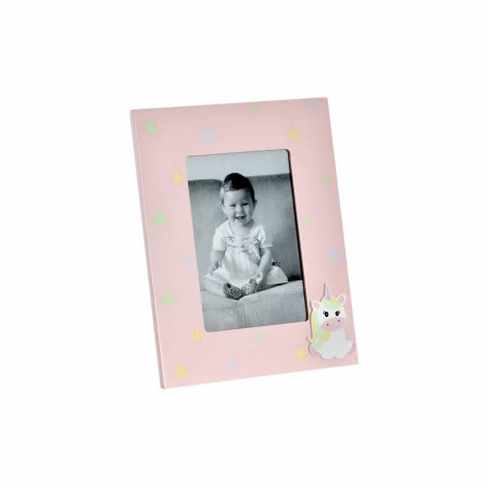 Cadre photo DKD Home Decor S3021816 Verre Rose Enfant Licorne Bois MDF (17 x 1,5 x 22 cm) (10 x 15 cm)