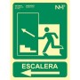 Cartel Archivo 2000 "SALIDA DE EMERGENCIA ESCALERA SUBE IZQUIERDA" PVC 22,4 x 30 cm