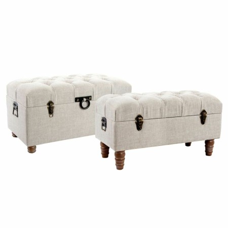 Banquette DKD Home Decor  Beige Bois Marron (81 x 42 x 43 cm)