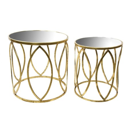 Jeu de 2 tables DKD Home Decor Doré Métal (2 pcs) (40 x 40 x 47 cm) (51 x 51 x 51 cm)