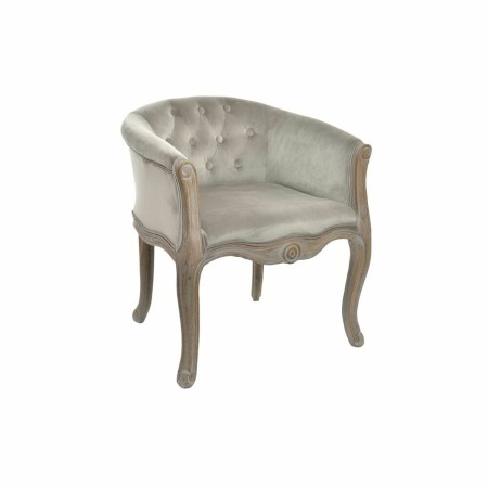 Fauteuil DKD Home Decor Polyester Bois d'hévéa Gris clair (62 x 58 x 69 cm)