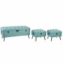 Banquette DKD Home Decor  Métal Polyester Blue marine Bois MDF (120 x 40 x 53 cm) (3 pcs)