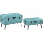 Banquette DKD Home Decor  Métal Polyester Blue marine Bois MDF (81 x 41 x 52 cm)