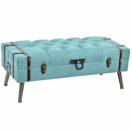 Banquette DKD Home Decor  Métal Polyester Blue marine Bois MDF (102 x 42 x 40 cm)