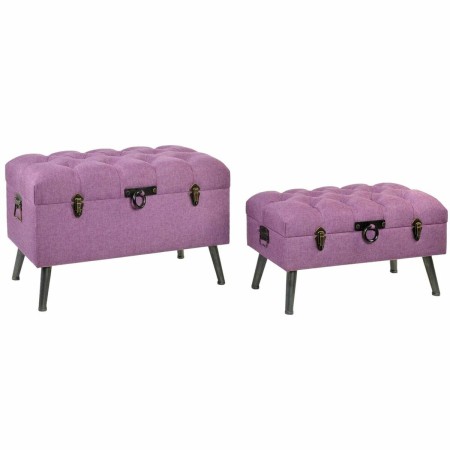 Banquette DKD Home Decor  Métal Polyester Fuchsia Bois MDF (81 x 42 x 52 cm)